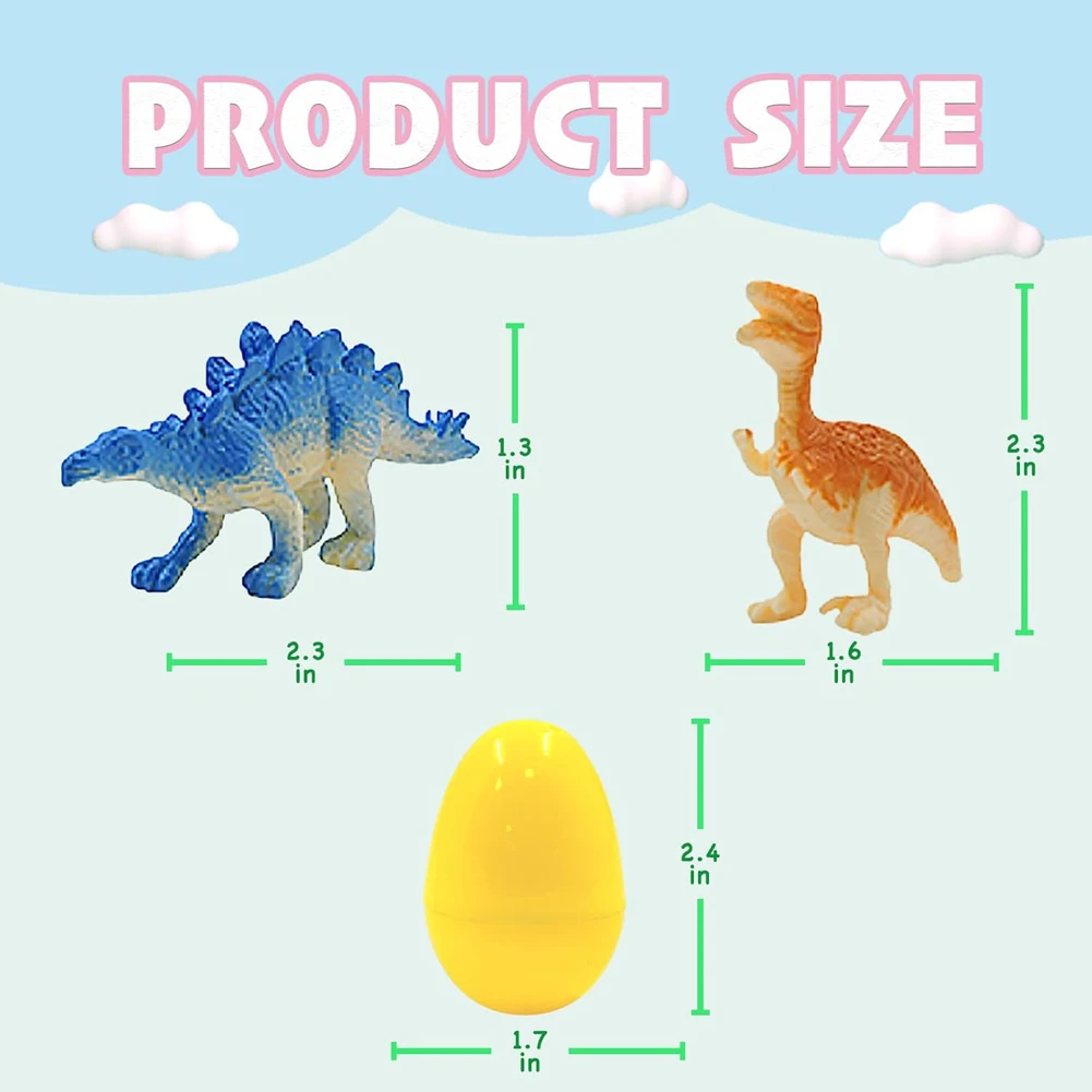 12Pcs Prefilled Easter Eggs with Dinosaur Toys Easter Basket Stuffers Surprise Easter Eggs for Kids Easter Egg Hunt Game