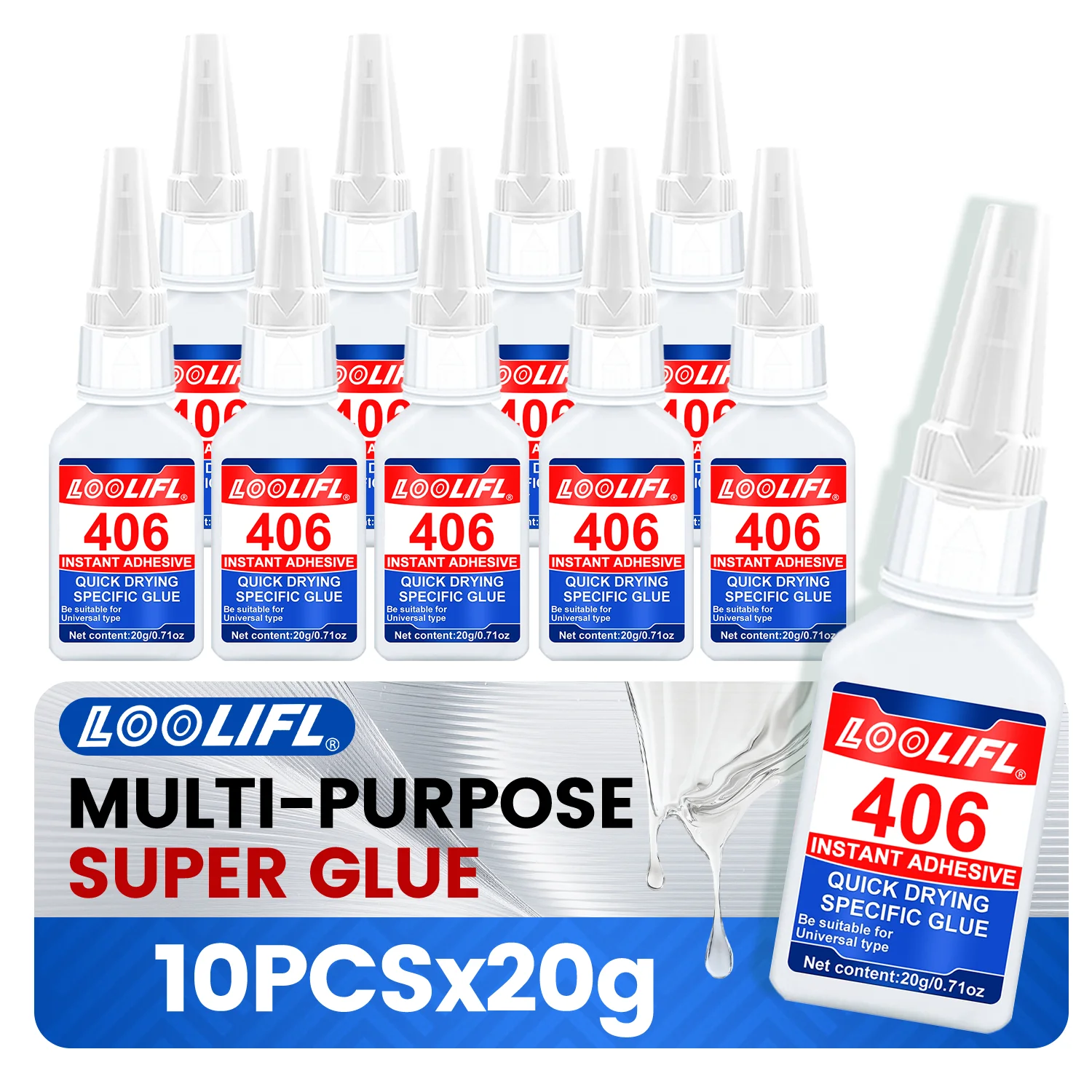 loolifl-406-スーパー接着剤-20-グラム工業用強度瞬間接着剤低臭気長期持続接着剤金属プラスチック-diy-クラフトガラスツール用