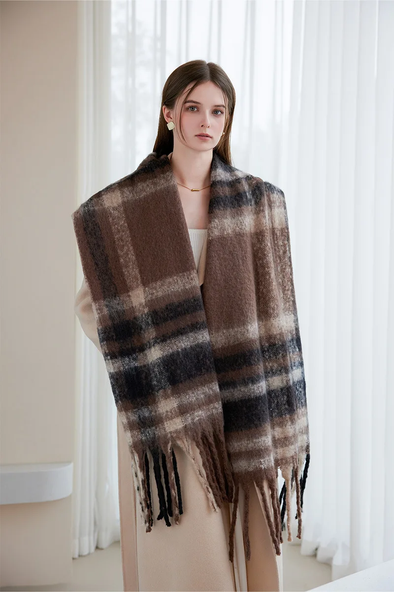 2024 Scarf Women Warm Thickened Outer Shawl Striped Plaid Simple Scarf Fall And Winter Designs