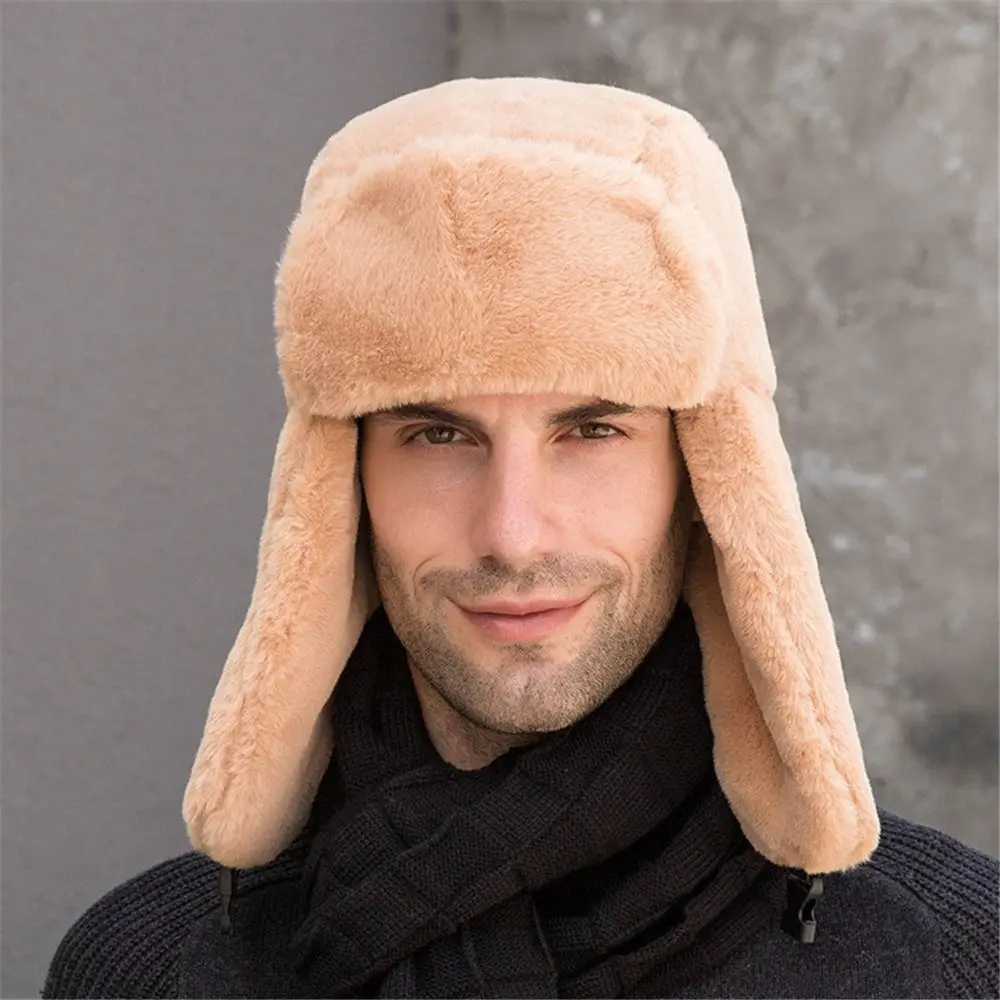 Women Men Thick Plush Windproof Snow Caps Winter Hat Russian Ushanka Bomber Hat