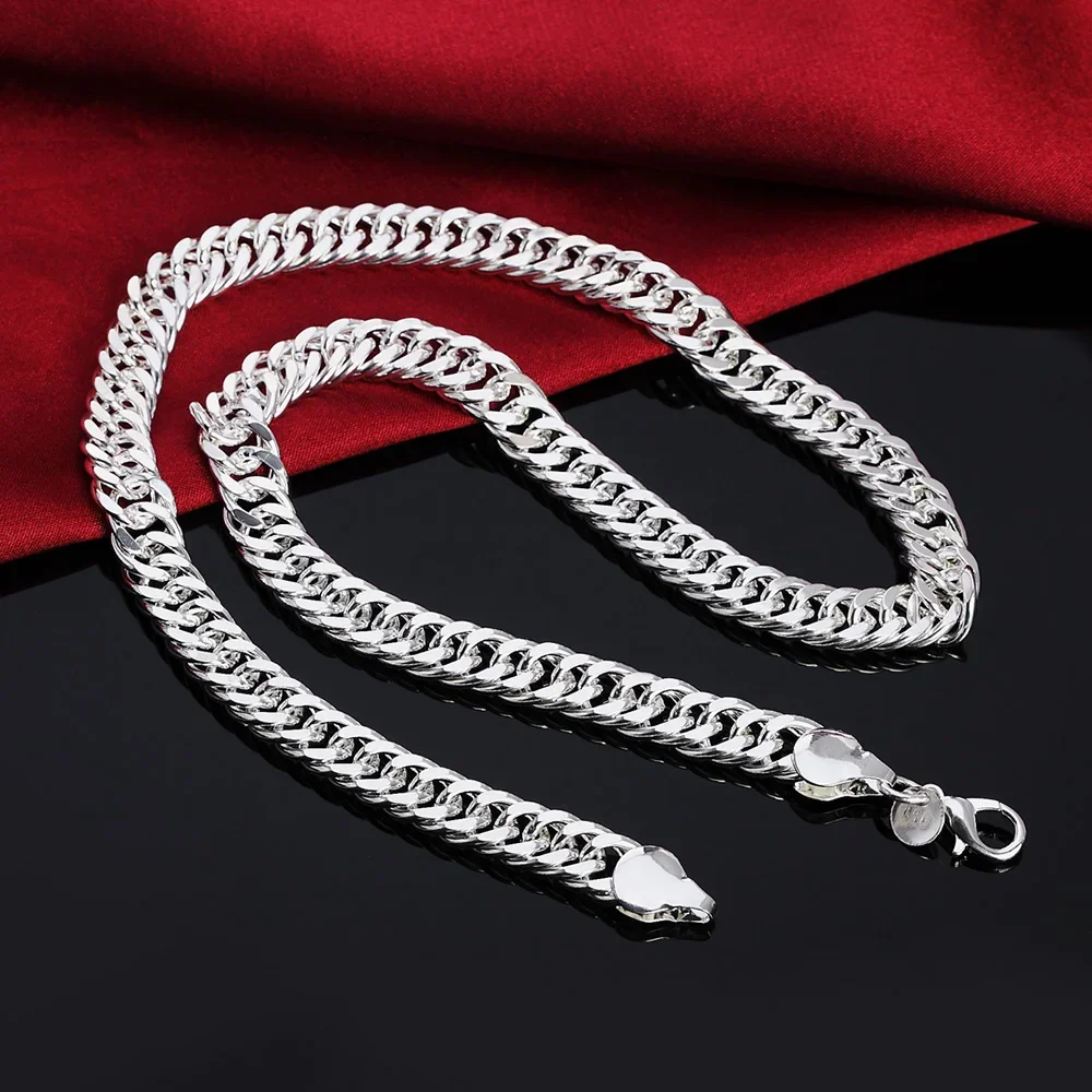 925 Sterling Silber Hot Hochwertiger Charme Mode Männer 10mm Frauen Kette 20/24 Zoll Halskette Armbänder Klassische Schmuck Sets