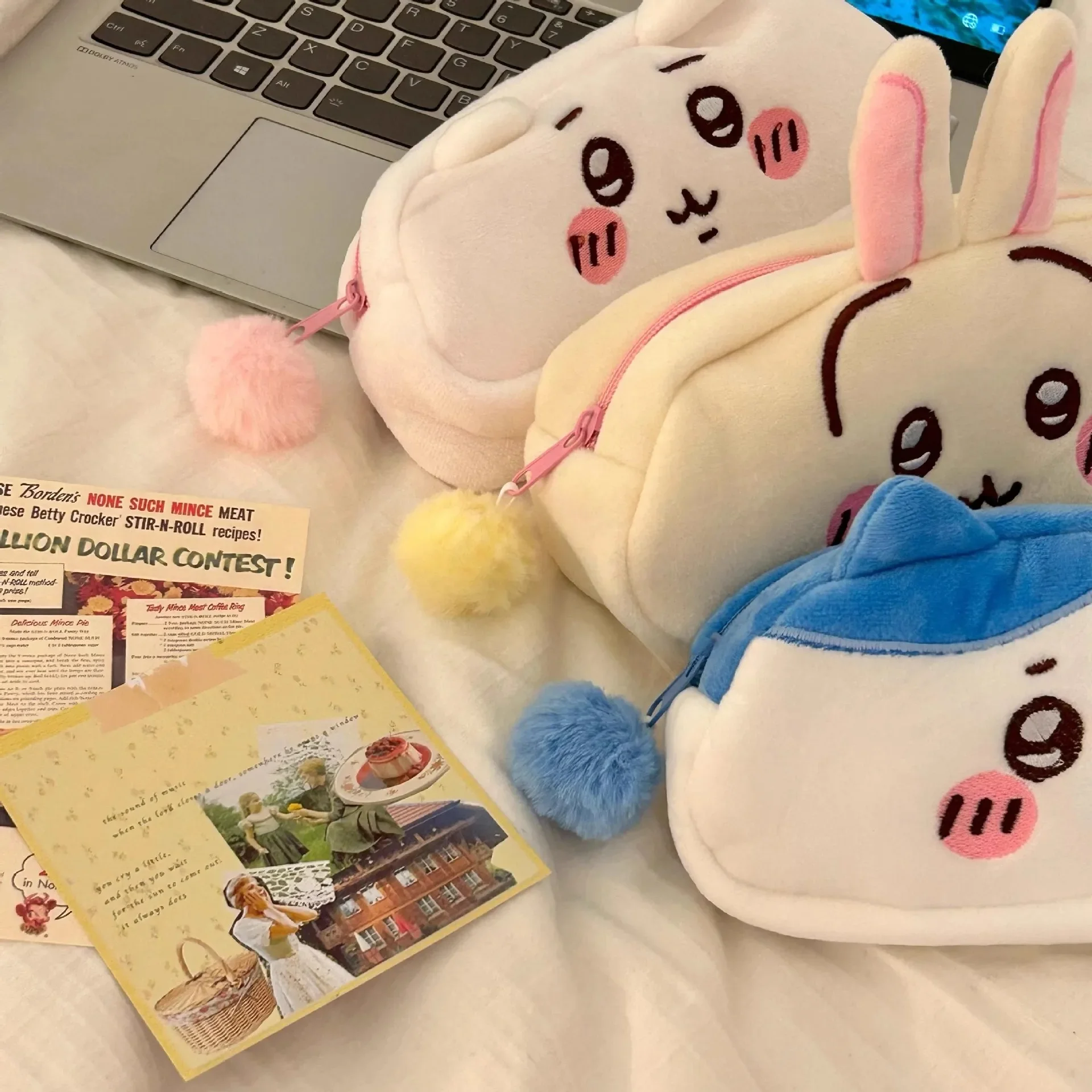 Plüsch-Federmäppchen Hachiware Usagi Federmäppchen Japanisches Niedliches Plüsch-Schreibwaren-Etui Große Kapazität Schüler-Schreibwarenbox – Detail 3