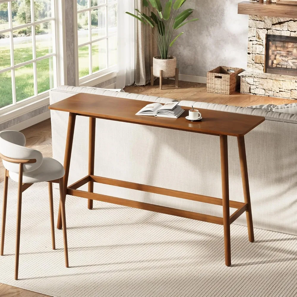 バーテーブル、63インチバーハイトパブテーブル、カウンターハイトバーテーブル、無垢材の脚が付いた長方形のハイテーブルキッチン ダイニングテーブル