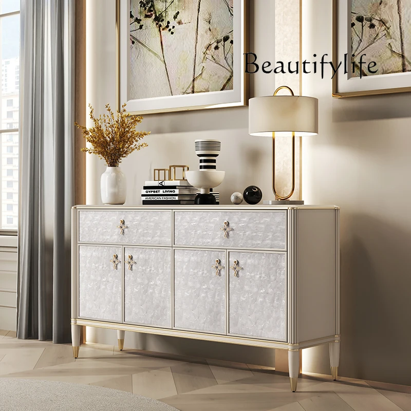 American Cream Style Solid Wood Shell Entrance Cabinet Household Minimalist Storage Cabinet