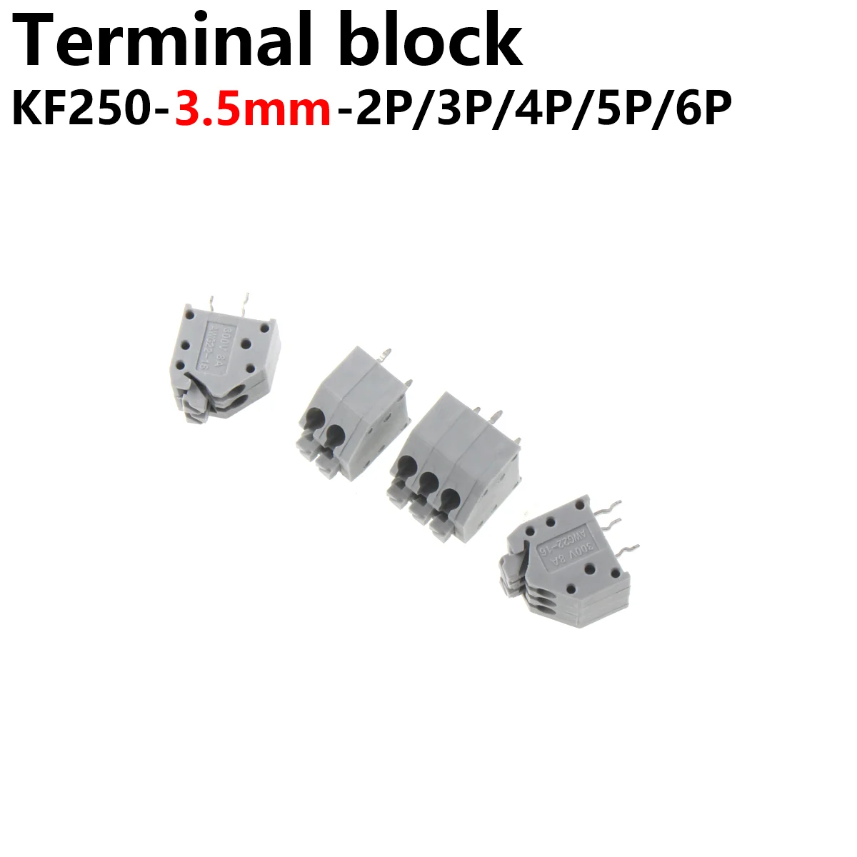 20/10/5PCS Spring type terminal block KF250 with 3.5mm spacing staggered arrangement 2P 3P 5P 6P 7P 8P 9P 10pins