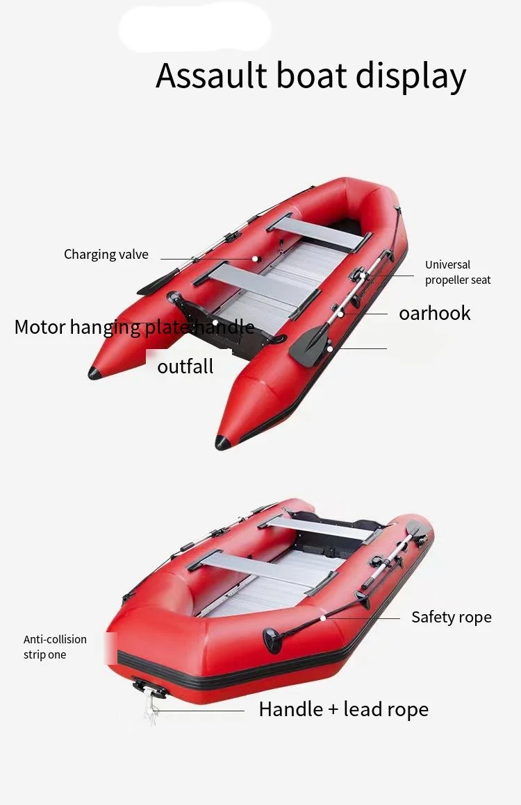 Portable 5.2m Aluminum Floor Inflatable Fishing Boat Rescue Lifeboat Small Rubber Fishing Inflatable Rowing Boats For