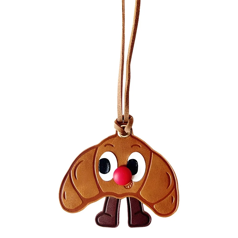 Fashion PU Leather Bag Charm Toast Croissant Keychain Bag Accessory Gift