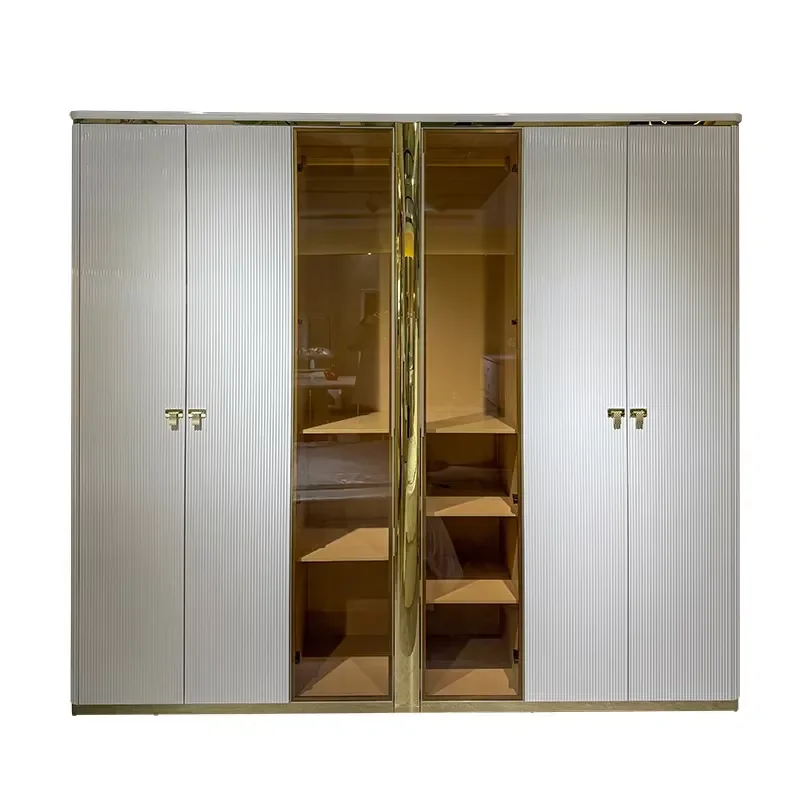 For Modern 6 Door Large Wardrobe Closet Luxury Wooden Storage Organizer Bedroom Furniture Home Organization System