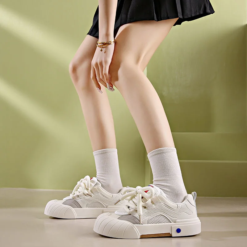 Casual Shoes Women 2024 Spring Models Ins Net Red Explosion Color Blocking Low-top Sports Versatile Design Campus Flat Shoes