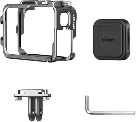 aMagisn Aluminum Frame Cage  for Insta360 Ace Pro/Ace/Ace Pro2 with Lens Silicone Case,Metal Protective Durable Housing Case