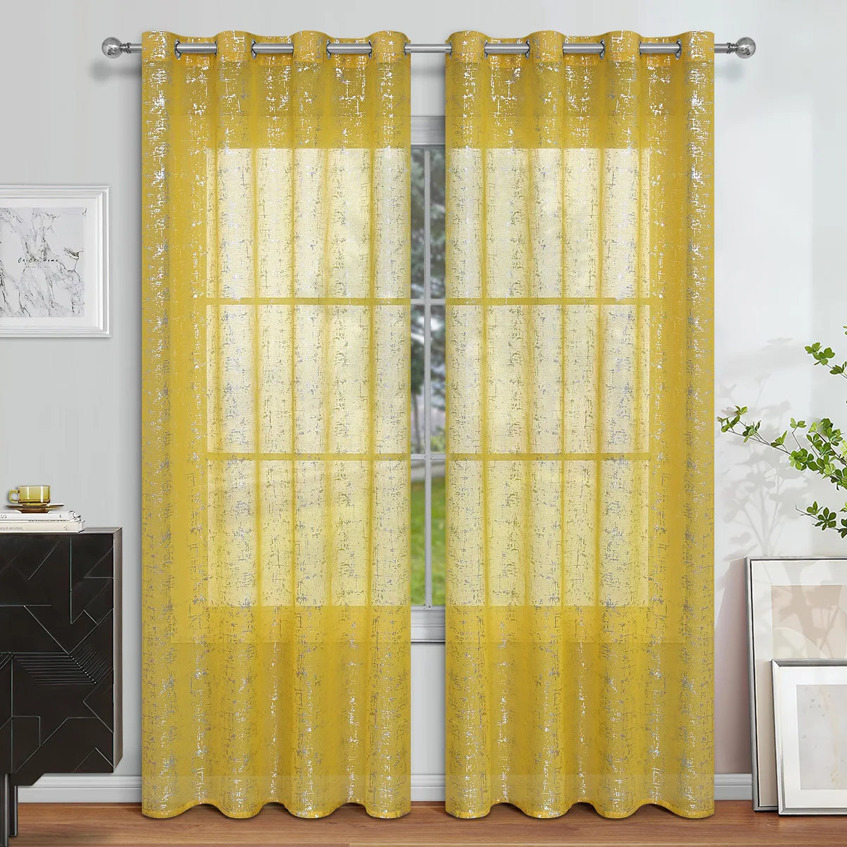 ستارة فضية مطبوعة جروميت ستائر - مراجعة Linen Curtain Eyelet وسعره