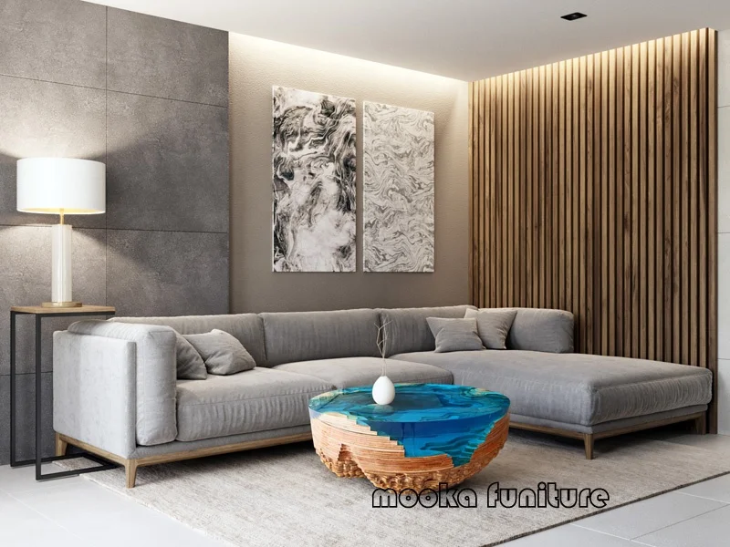 Living Room Furniture Unique Artwork Customized Luxury Round Coffee Table Creative Clear Epoxy Resin Table