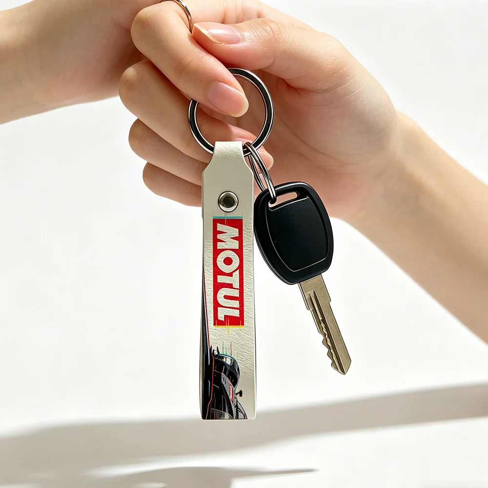 

For Motul High Quality PU Leather Moto Keychain Vintage Style Key Pendant For Scooter Motocross