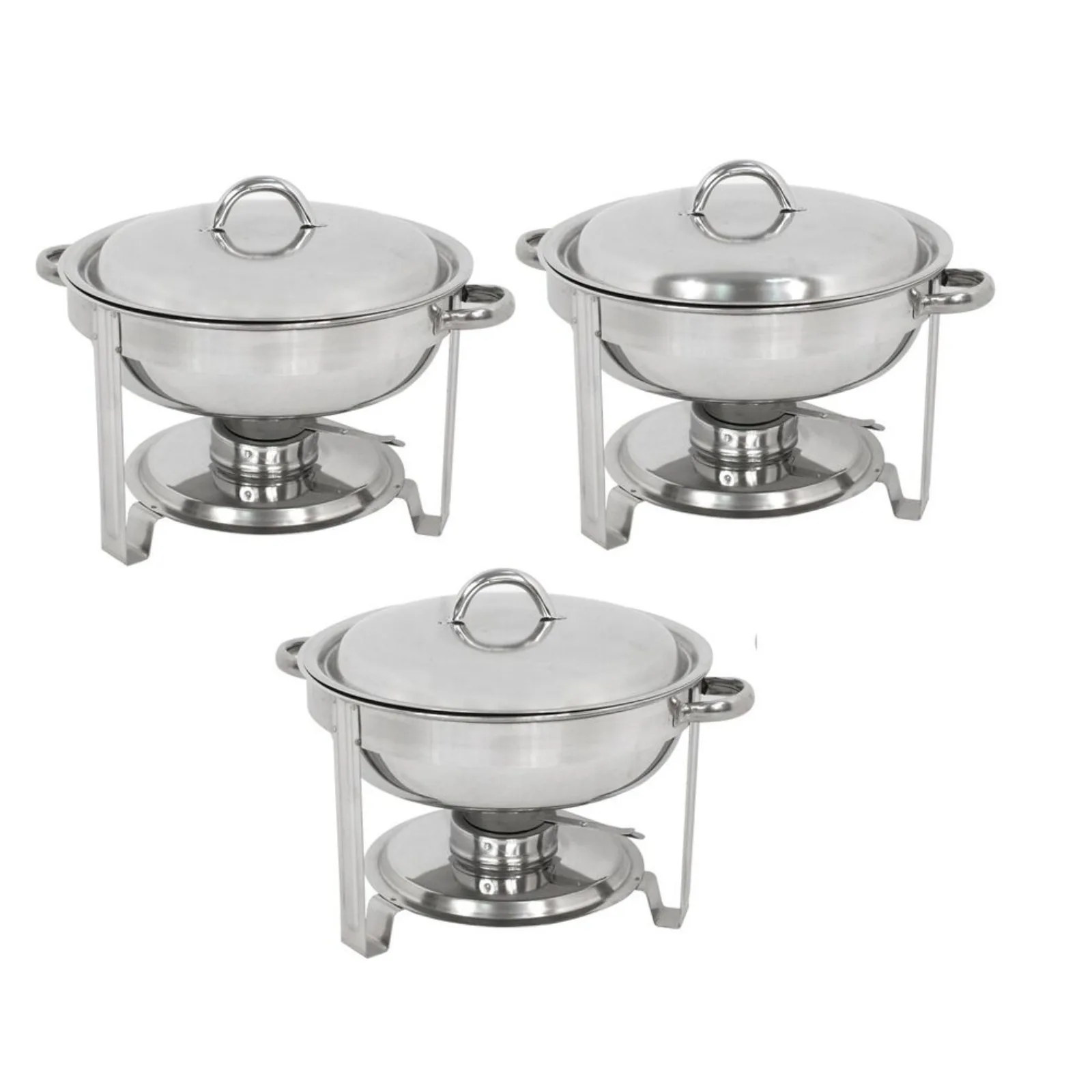 US 3-Pack Chafing Dish Buffet Set Catering Food Warmer 5 Quart Round Chafing Dishes