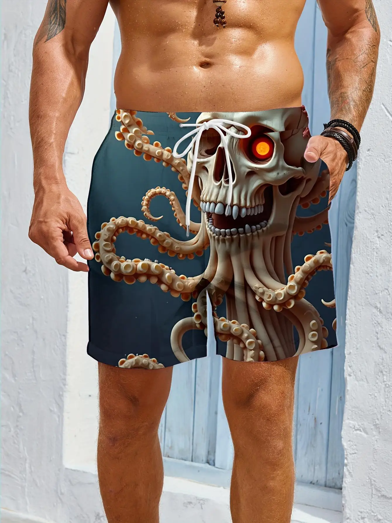 

1pcs Men's Short swim trunks2026 Summer 3D Printed Short sleeve Polyester running Quick drying man pants Breathable