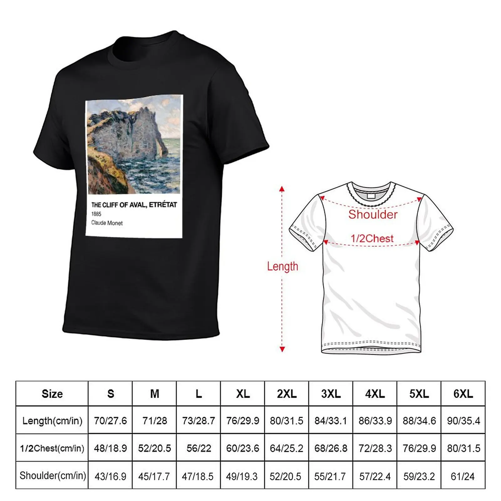 The Cliff of Aval Etretat Claude Monet Pantone Card T-Shirt blanks plus sizes graphic t shirt vintage Men's t-shirts