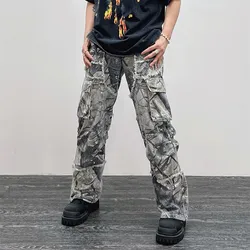 2023 Overalls Camouflage Y2K Fashion Baggy Flare Jeans Cargo Pants Men Clothing Straight Women Wide Leg Long Trousers Pantalones