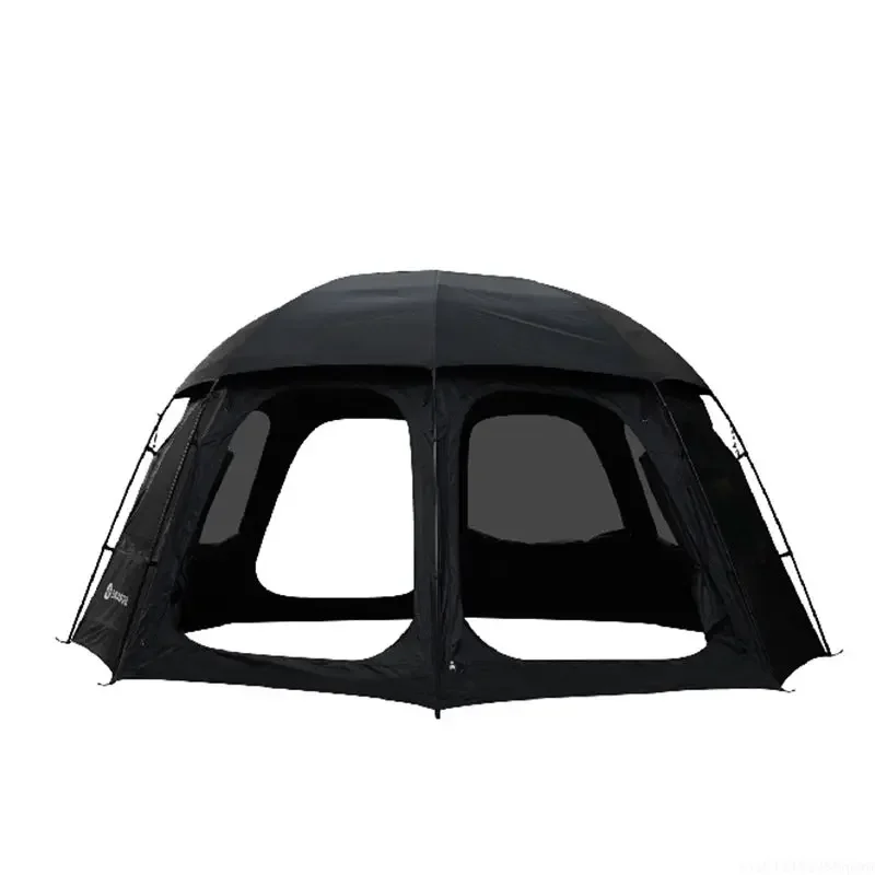 Black Glue Coated Octagonal Ball Tent Large Space 3doors 5windows Waterproof Suncreen Windproof Spherical Outdoor Camping Tool