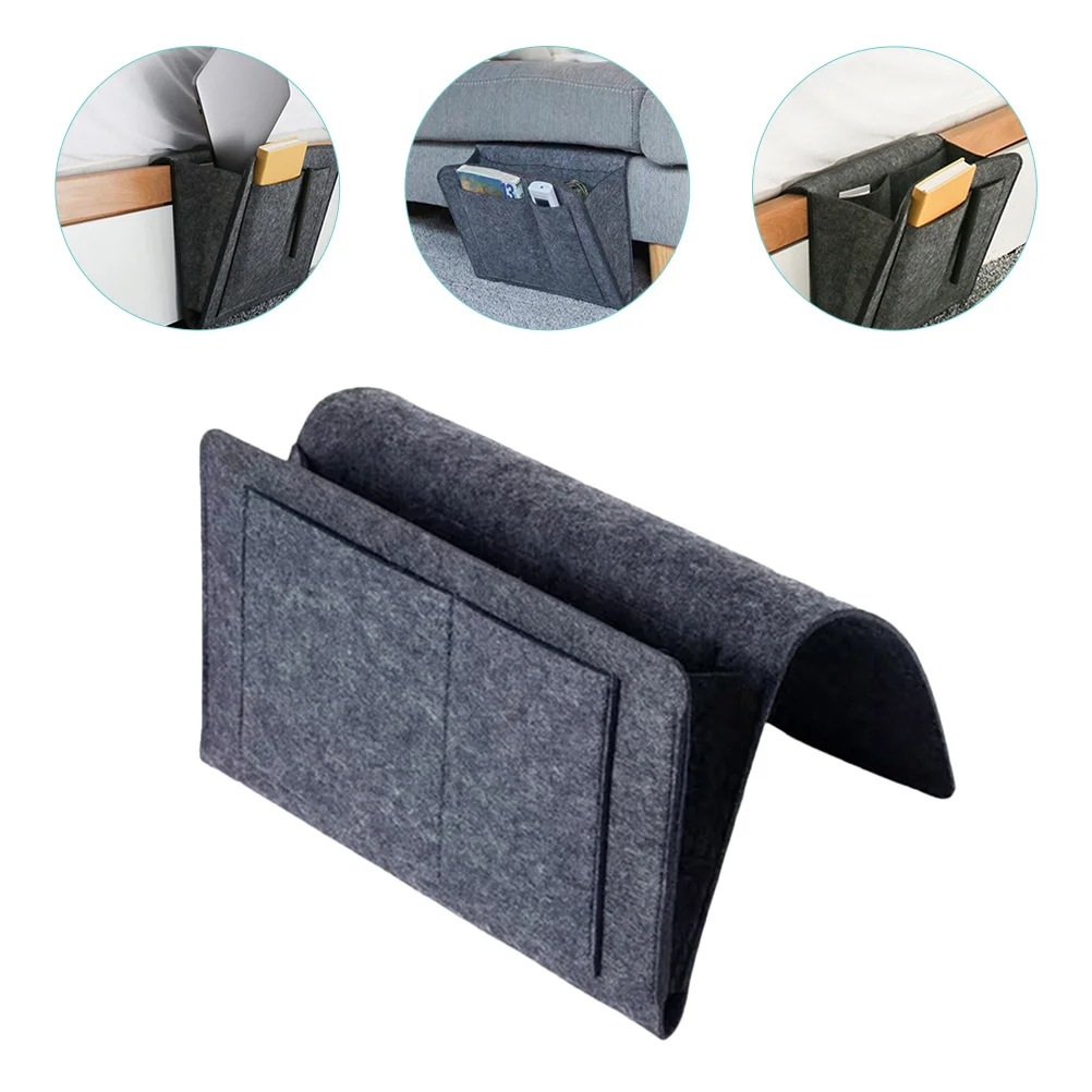 

Multifunctional Non woven Bedside Storage Bag Large Tablet Small Pockets Remote Glasses Couch Dorm Bedroom