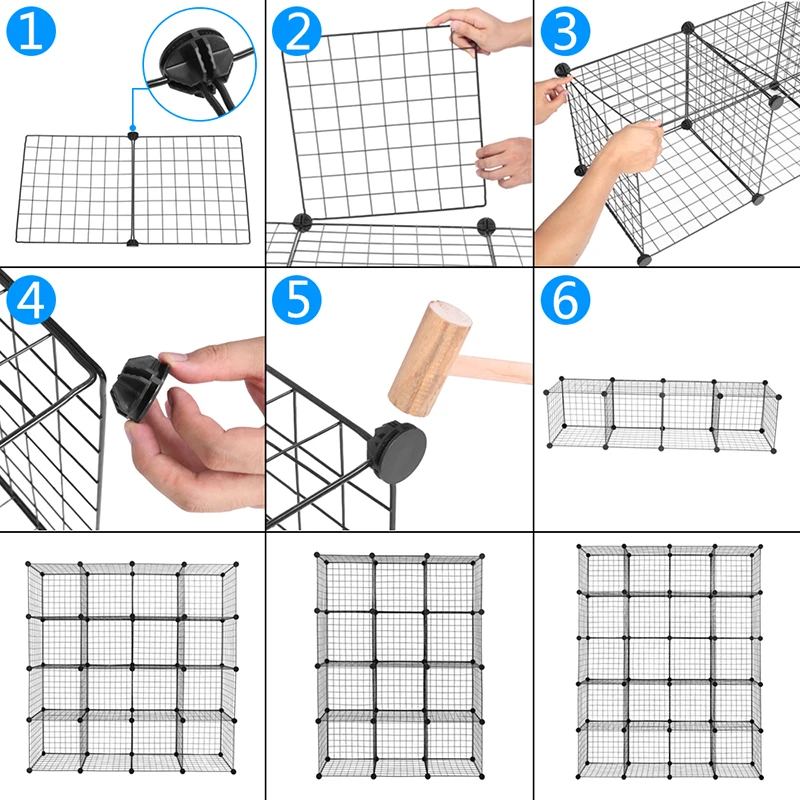 16-Cube Organizer Cube Storage Storage Shelves Wire Cube Storage Origami Shelves Metal Grid Multifunction Shelving Unit Modular