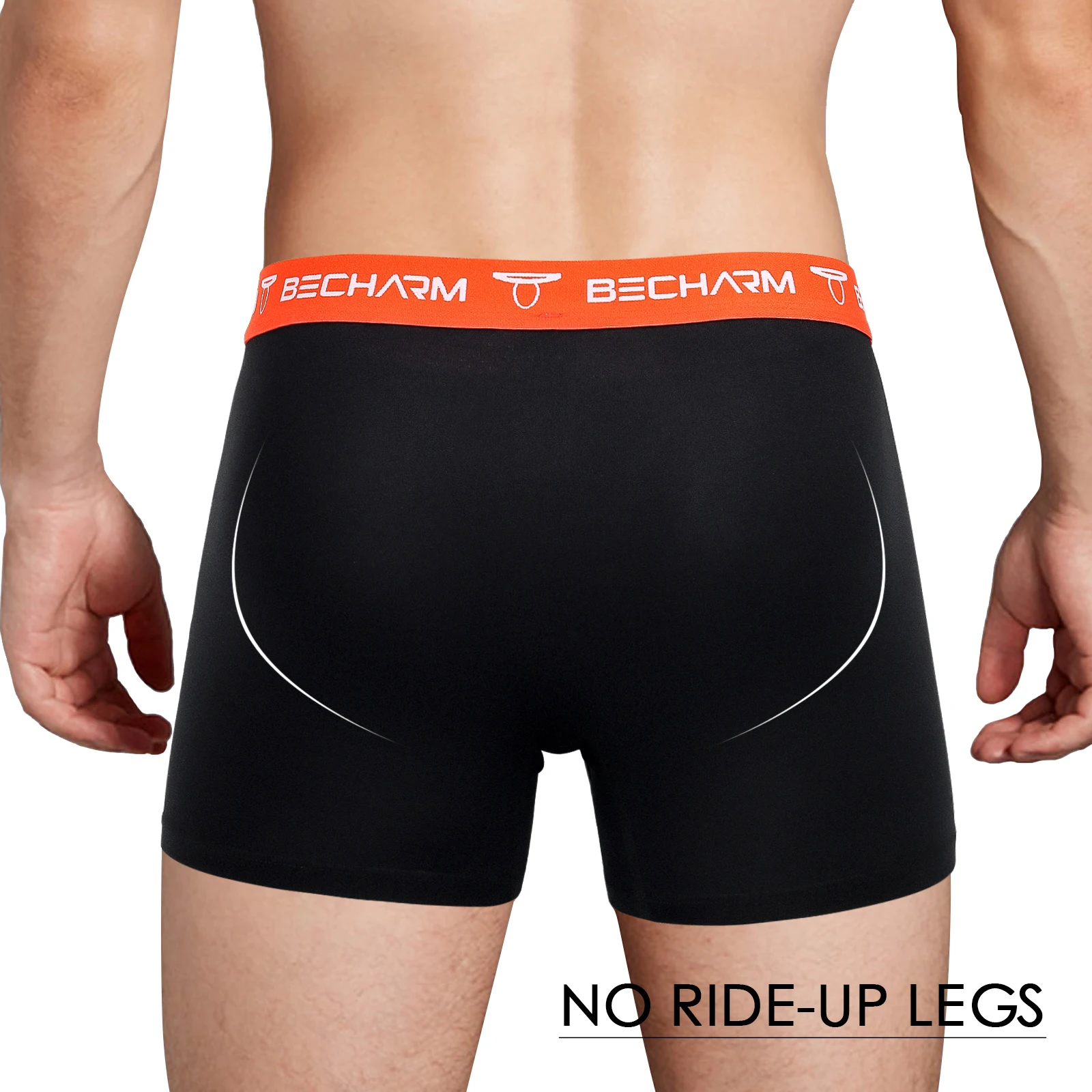 Mens Cotton Breathable Boxer Briefs Orange Wide Elastics Waist Band Men Comfortable Underwear