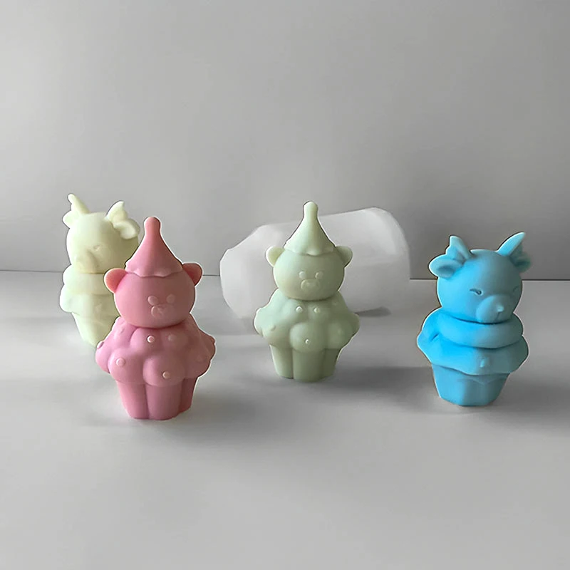 

3D милая панда, медведь, чашка для кексов, силиконовая форма, сделай сам, мультяшное животное, лось, ароматическая свеча, гипсовая форма, принадлежности для изготовления мыла ручной работы