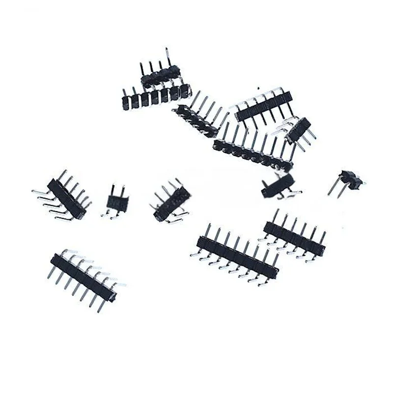 50pcs Single Row Right-Angle Pin Header, 2.0mm Pitch, 1X2/3/4/5/6/7/8/10/40P 1X40P Copper Pin