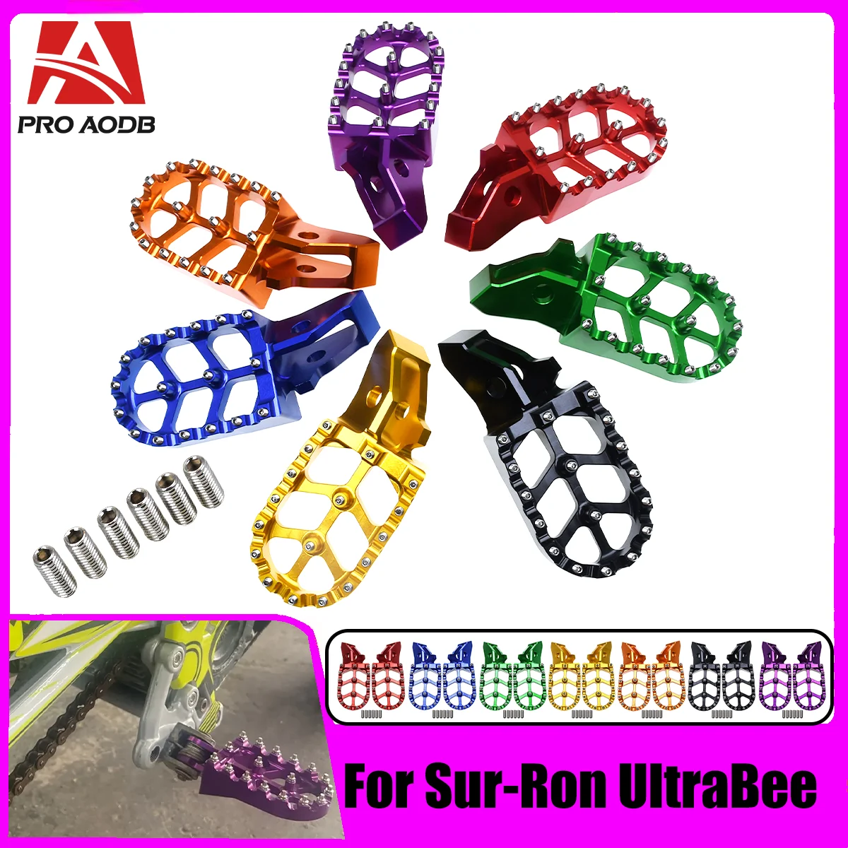 Motorcycle Footpeg Footpedal Footrest Foot Pegs For Ultrabee Surron Sur-Ron Ultra Bee Off-Road Electric Vehicle EnduroDirt Bike