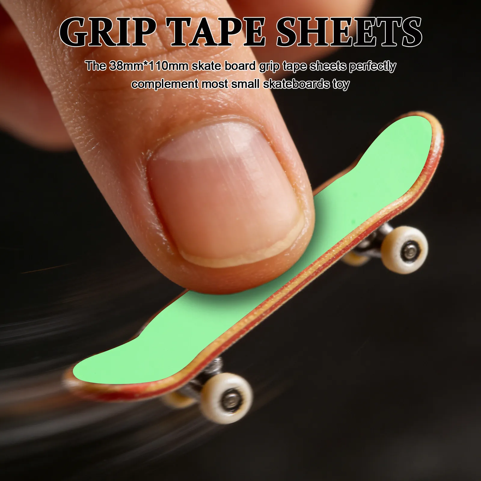 4Pcs Fingerboard Grip Tape Fluorescent -in-The-Dark 38mm110mm Anti-Slip Mini Skateboard Stickers DIY Finger Boards