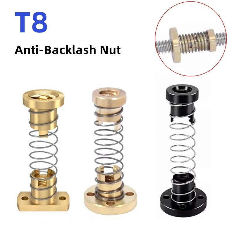 T8 Anti-Spiel-Leitspindel Messing/POM Federmutter Eliminierung Spaltleitung 2 mm/4 mm/8 mm für CNC 3D-Druckerteile Ender 3 CR10/Tornado