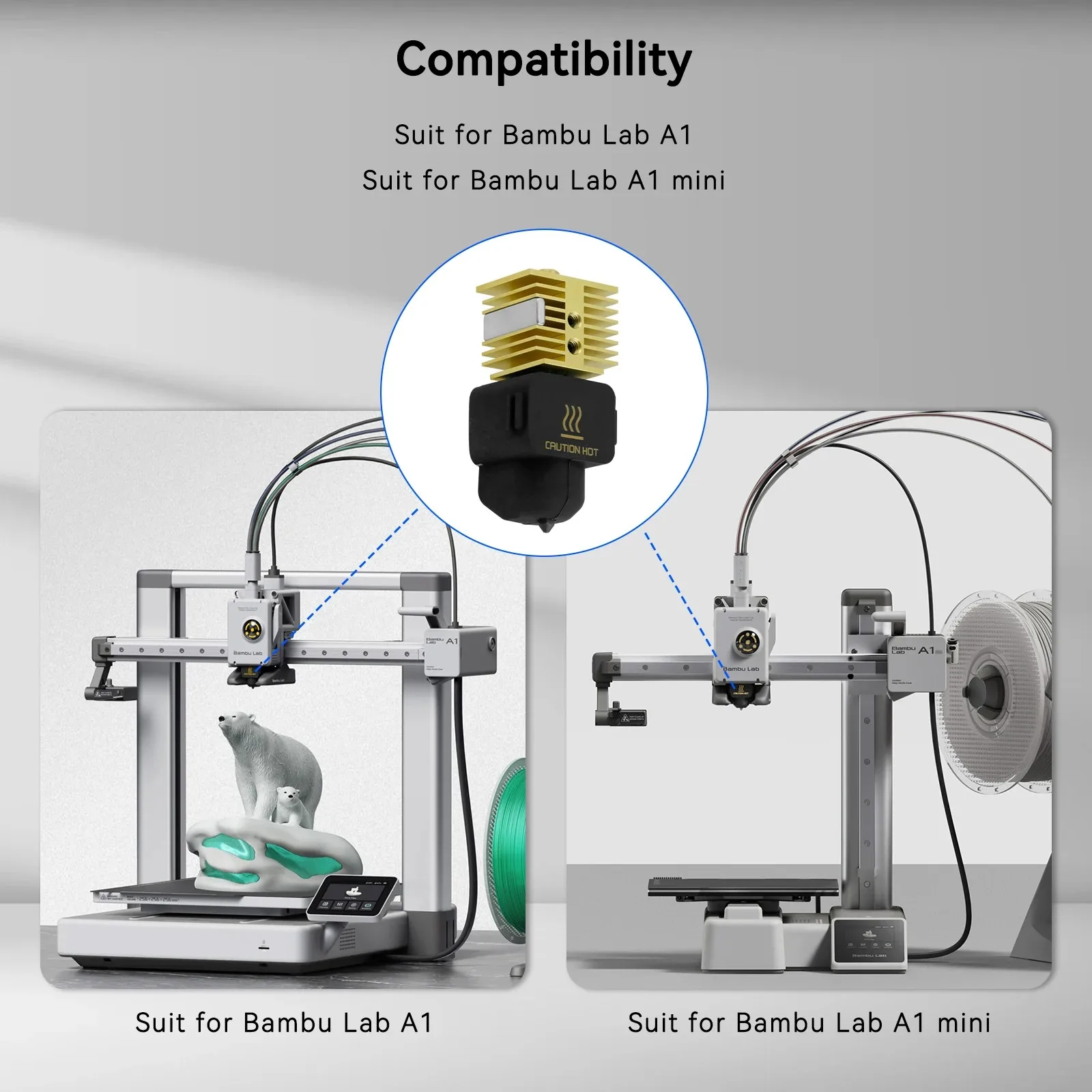 Bambu Lab A1/A1 Mini 3D Printer Upgraded Hotend Kit with Detachable Hardened Steel Nozzle And Brass Heat Sink for Enhanced Print