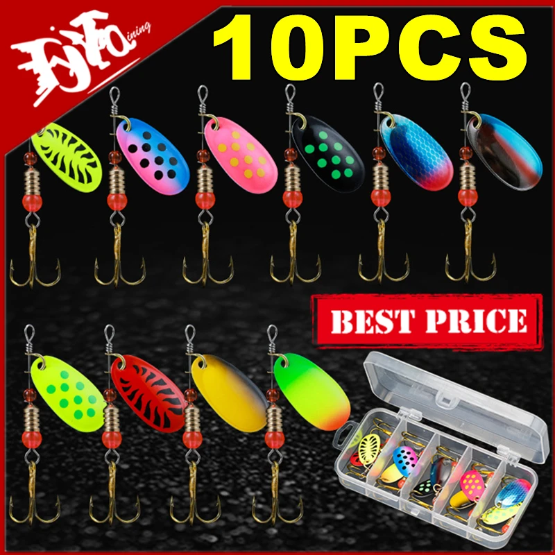 10 sztuk przynęta metalowa łyżka Spinner Spoonbait Crankbaits woblery wędkarskie szczupak szydełkowy zestaw sztuczna przynęta z pudełkami na sprzęt