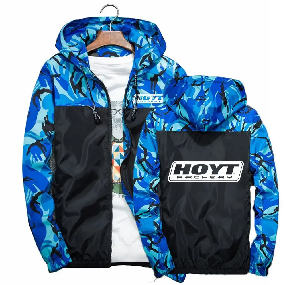 

Hoyt Archery 2023 New Men Spring And Autumn Fashion Four Color Trench Coat Sports Patchwork Casual Camo Zipper Hoodie Sportswear