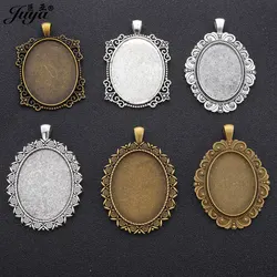 5pcs/lot Vintage Pendant Bases 30x40mm Oval Cabochon Tray Charms For Jewelry Making Findings DIY Resin Necklaces Accessories
