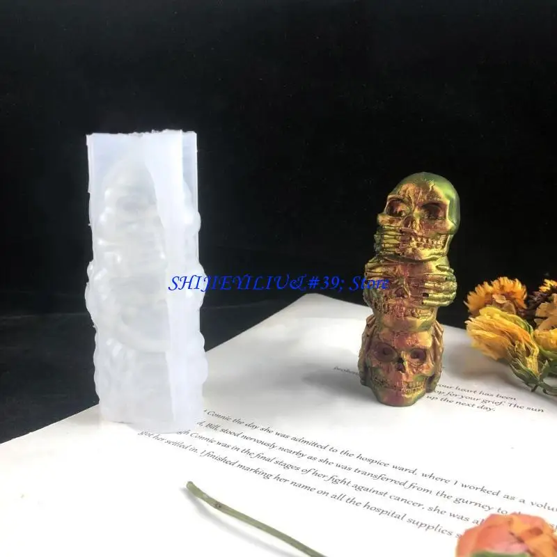 

E21F Череп Форма для свечи Скелет Форма для литья эпоксидной смолы для поделок своими руками, свечей, мыла