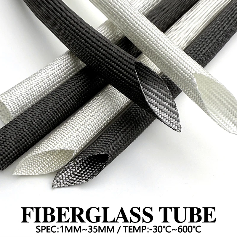 ID 1-30mm Fiberglass Sleeve 600Deg.C 2m/5m/10m High Temp Insulation Wire Protector For Household Electronic Wires Protection