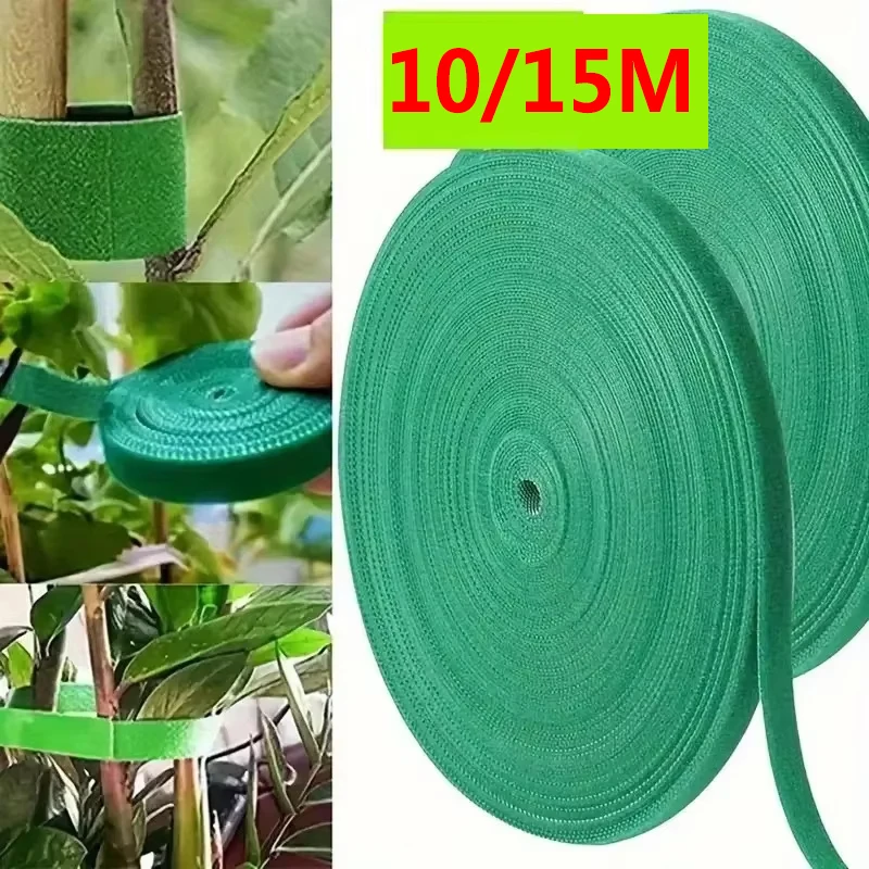 Reusable Nylon Plant Ties Green Garden Plant Bandage Cable Ties Self Adhesive Plant Fastener Tape for Plants Garden Home 10/15M