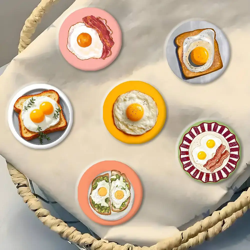 Vanilla Egg Toast Pattern Badges Tinplate Soft Button Pin Brooch Metal Badge Custom Jewelry Accessories Hat Bag Lapel