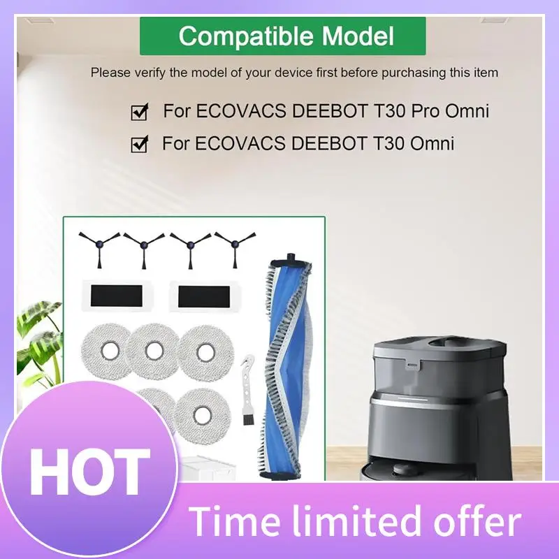 

B69C для ECOVACS DEEBOT T30 Pro Omni/T30 Omni основная боковая щетка Hepa фильтр швабра тканевые мешки для пыли аксессуары