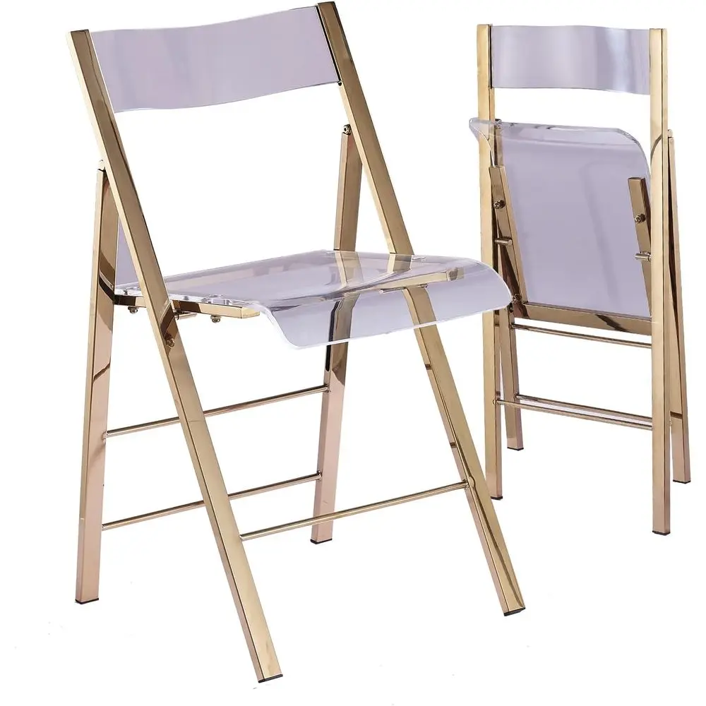 Kasper lex ern Acrylic olding Chairs – oldable Transparent Clear Lucite Chair with Chromed Steel e or Indoor, Outdoor, Dining, D