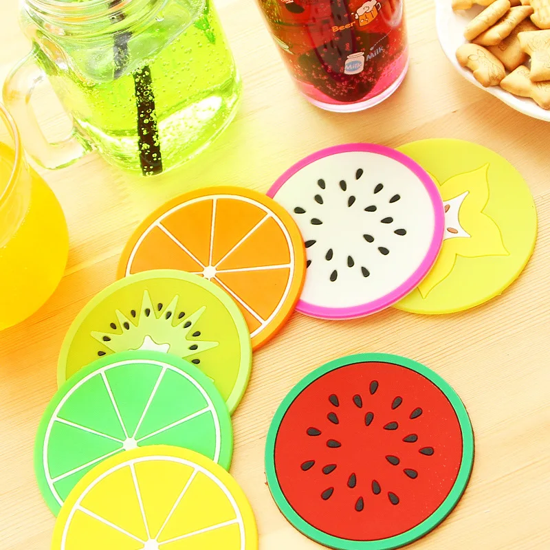

A1814 Cartoon Fruit Coaster, Colorful Jelly-Colored Fruit-Shaped Coaster, Silicone Cup Coaster, Creative Coaster