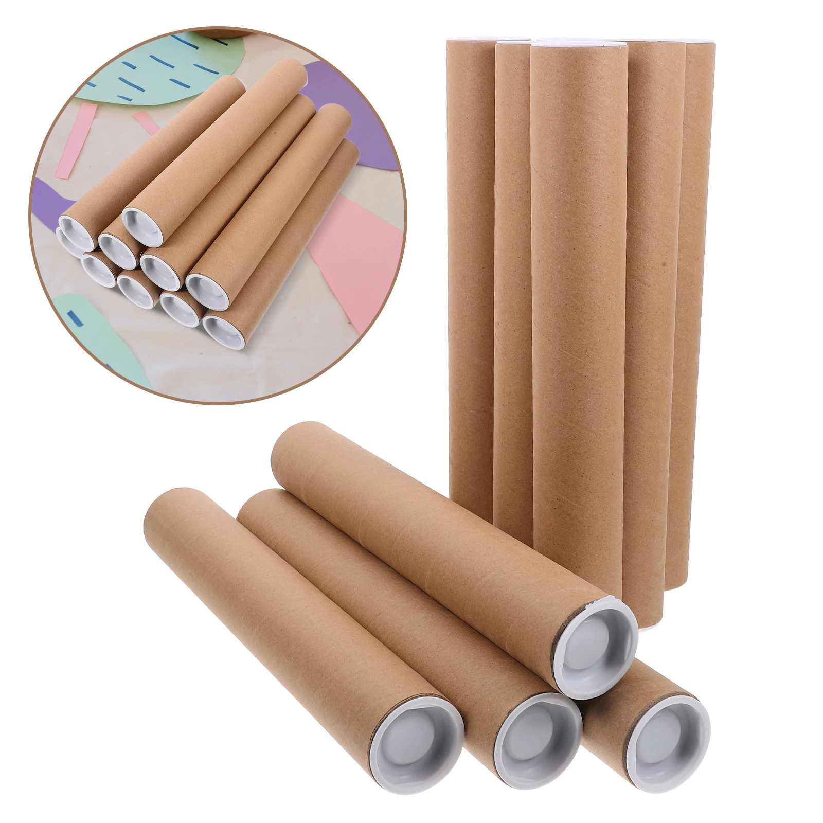 

10 Pcs Kraft Paper Mailing Tube Play Mat Poster Holder Cardboard Tubes Document Storage