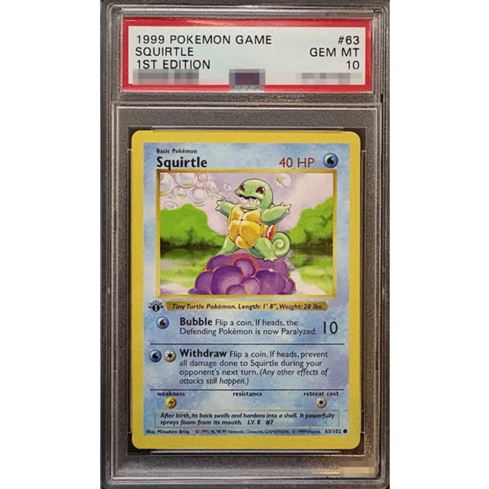 1999 Proxy Ptcg Juego de cartas de colección graduada Charmeleon Squirtle 1a edición 24/63 Gem Mt10 Etiquetas holográficas Tarjeta Regalos Juguetes