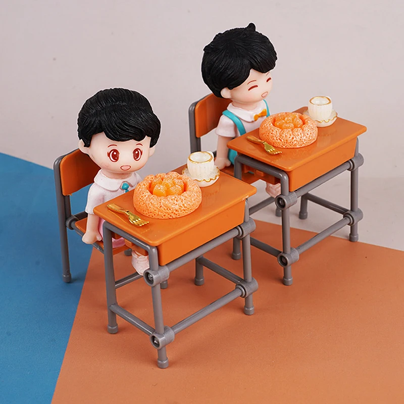 1 Set 1:12 Dollhouse Miniature Desks Chairs Model Furniture Accessories For Doll House Decor Kids Toys Gift