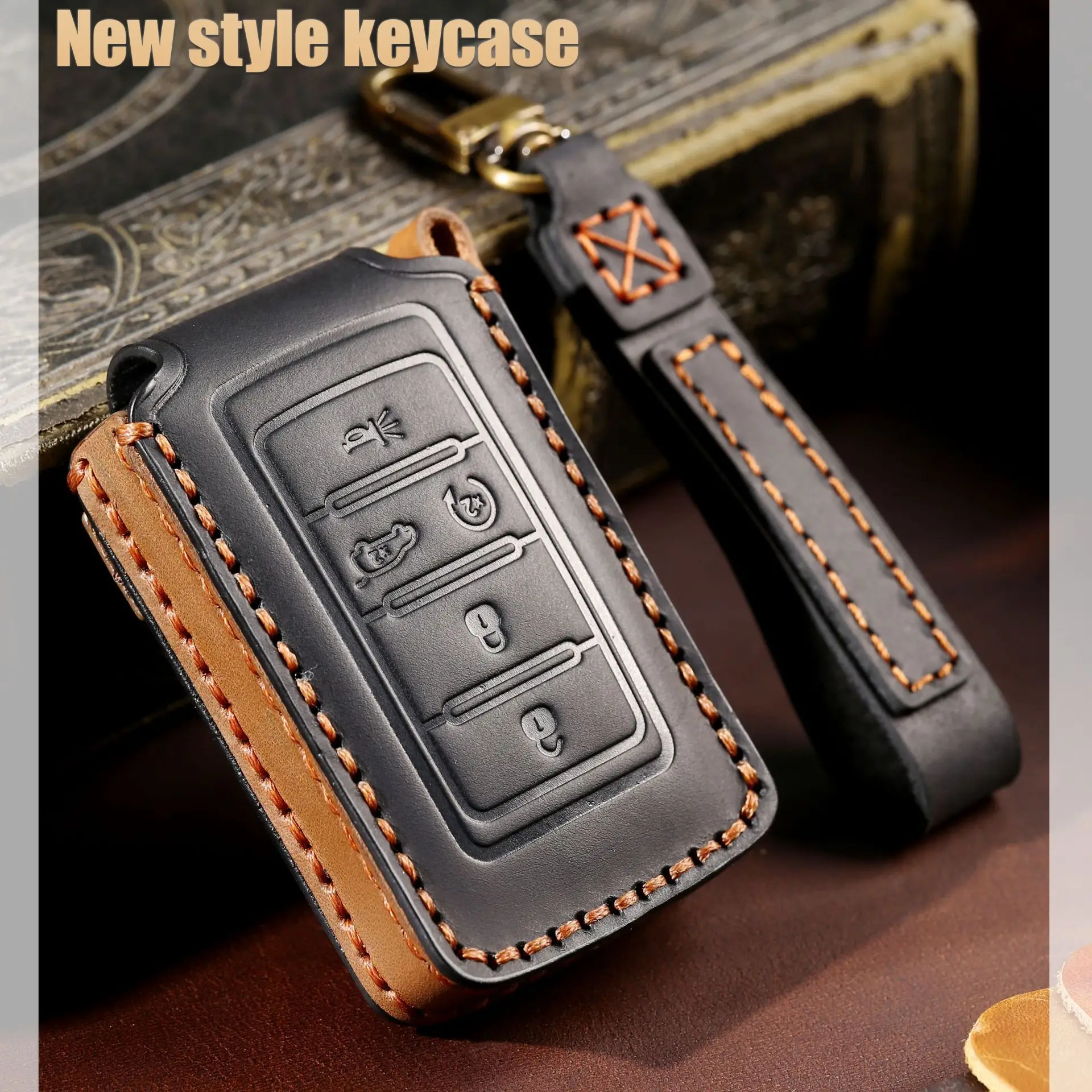 

For Dodge RAM 1500 RAM1500 RAM2500 TRX 2021 2020 for Chrysler Couve Dodge Jeep Grand Cherokee Leather Car Key Fob Cover Case