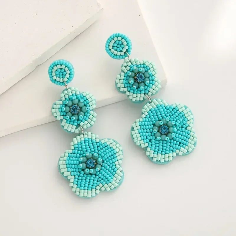 2025 Handmade Bead Earring Originality Flowers Goblet Design Hand Knitting Bohemia Beaded Earrings For Women
