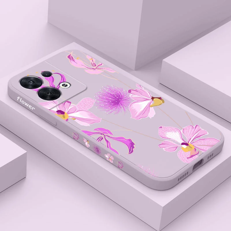 

Red Flower Bloom Phone Case For OPPO Reno 10 8 8T 8Z 7 7Z 6 5 Pro 4G 5G F19 F9 Pro Plus Liquid Silicone Cover