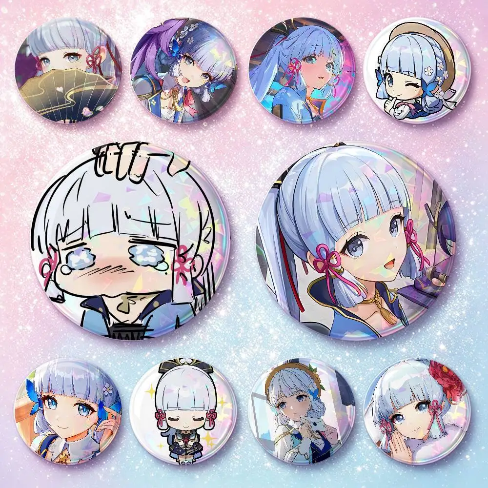 Kamisato Ayaka Genshin Impact Badges Button Round Creative Pin Brooch Badge Bag Decor Accessories Fans Collect Friends Gifts