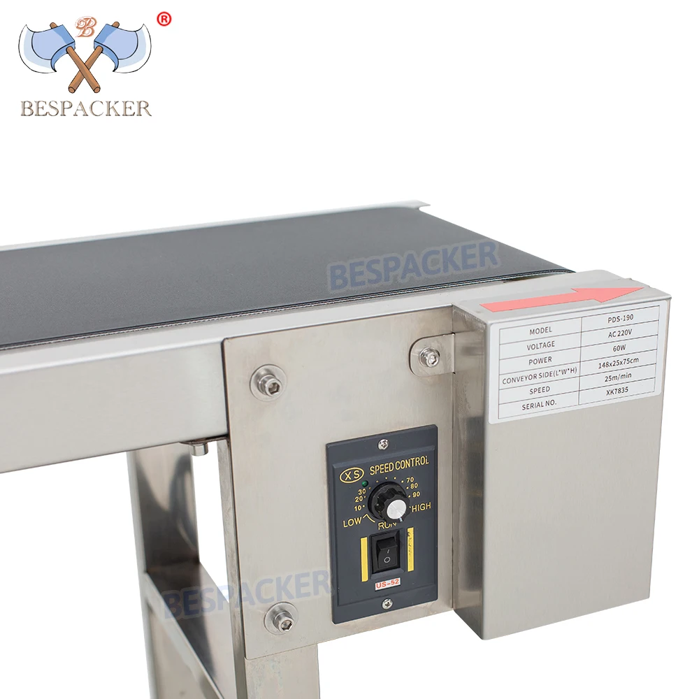 Bespacker PDS-190 Струйный принтер Конвейер Стол Ленточный переносной стол Сортировочный верстак Ленточный конвейер Коробка для бутылок Сумка Наклейка Конвейер