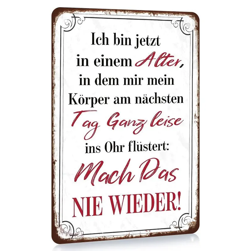 1pc, Metal Plate with German Text 